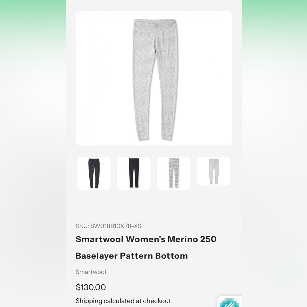 Smartwool Gray Leggings with Intricate Pattern